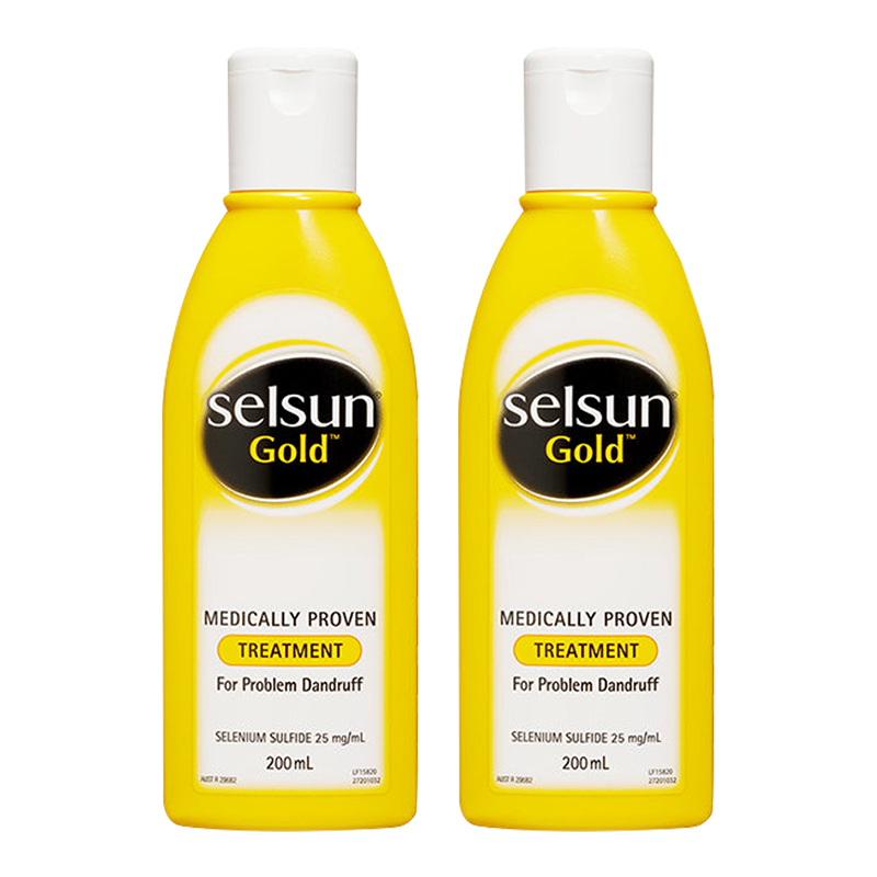 2瓶装澳洲selsungold强去屑洗发水洗发液滋养止痒控油洗发露200ml黄色