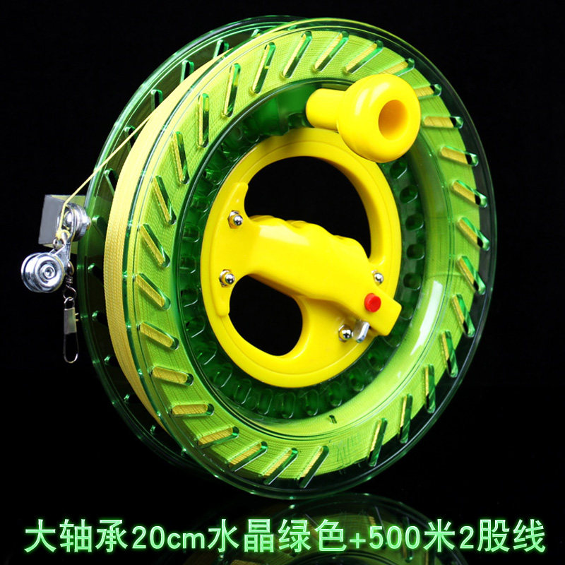 潍坊风筝 大轴承 线轮 风筝握轮 万向轮 工程塑料 风筝轮线创意 三维工匠 20水晶绿+500米线高清大图