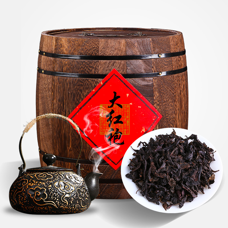 福岗岩茶浓香型肉桂茶散装300g木桶礼盒大红袍茶叶礼盒装