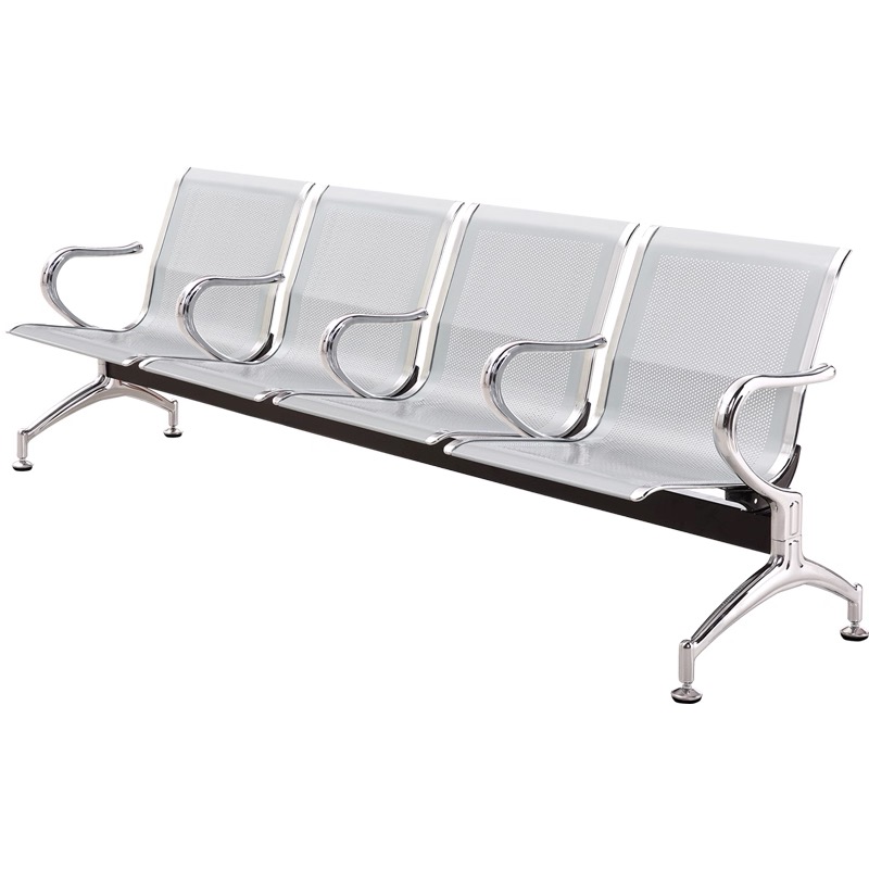苏宁宜品连排座椅 4人位,座位之间带扶手钢制,银灰色高清大图