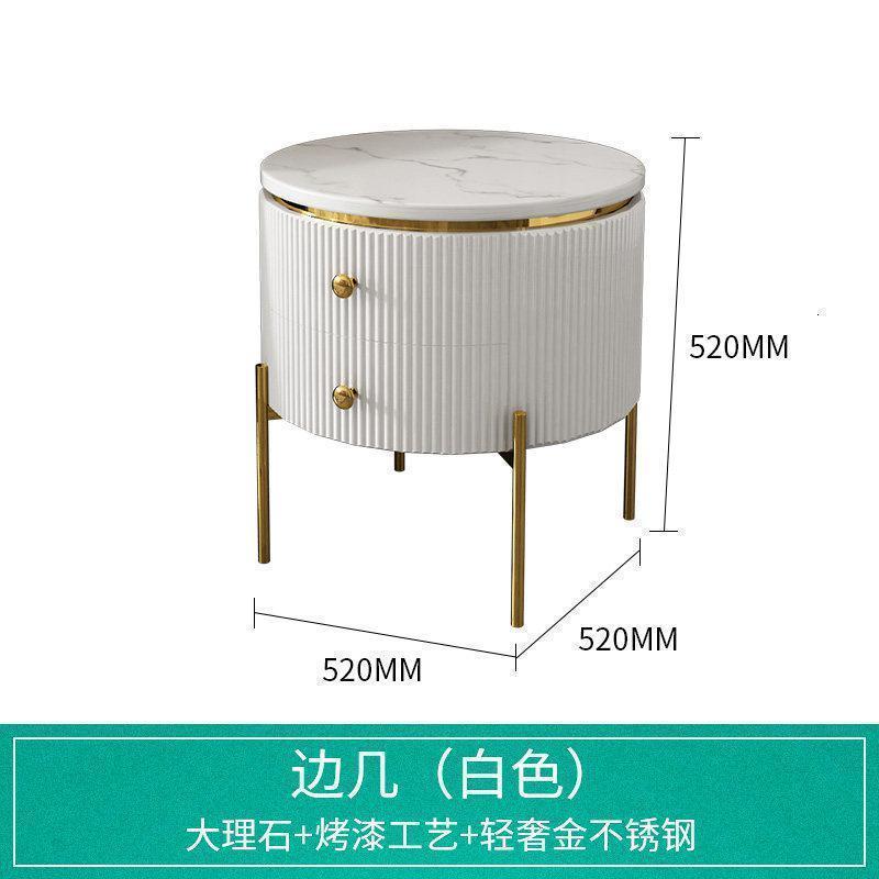 森美人轻奢大理石电视柜后现代简约客厅烤漆艺术不锈钢北欧地柜茶几组合 边几（白色）组装