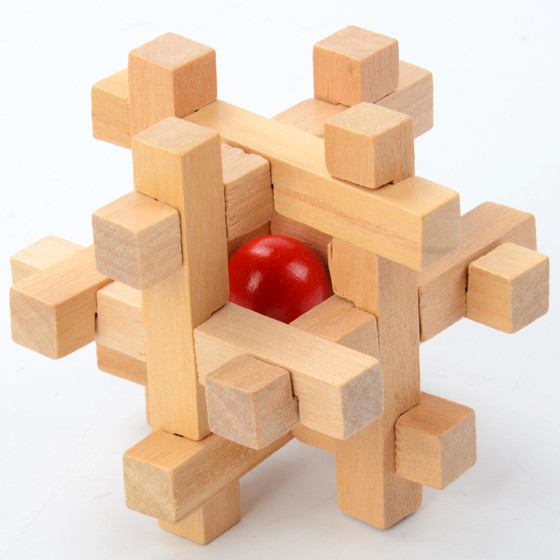 孔明锁鲁班锁套装儿童小学生木制娱乐玩具成人智力扣解锁03取红球锁1