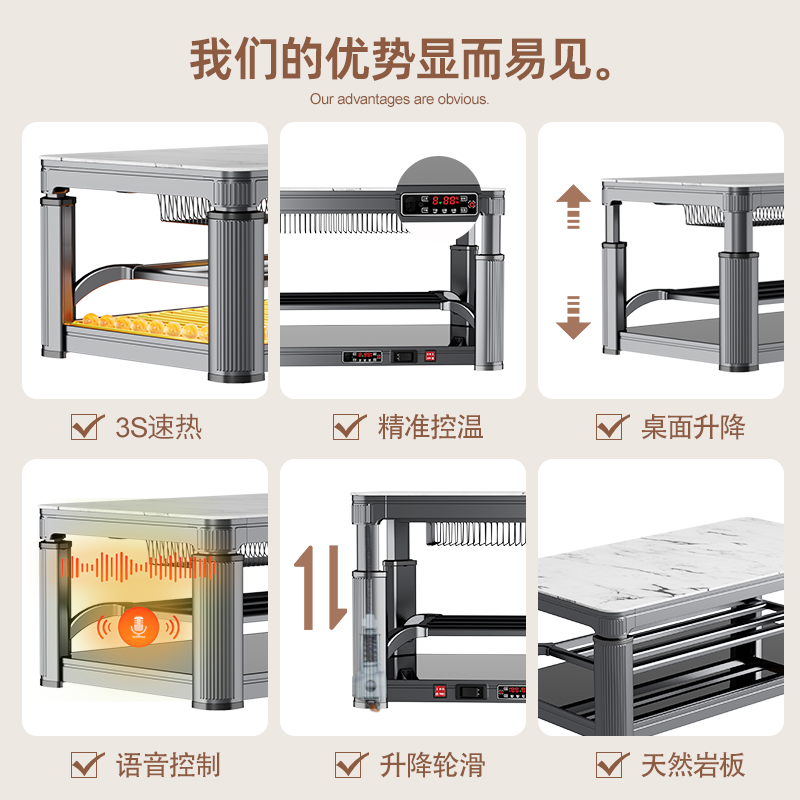桌中皇取暖桌电暖桌可升降烤火桌茶几一体家用火锅两用多功能电烤桌高清大图
