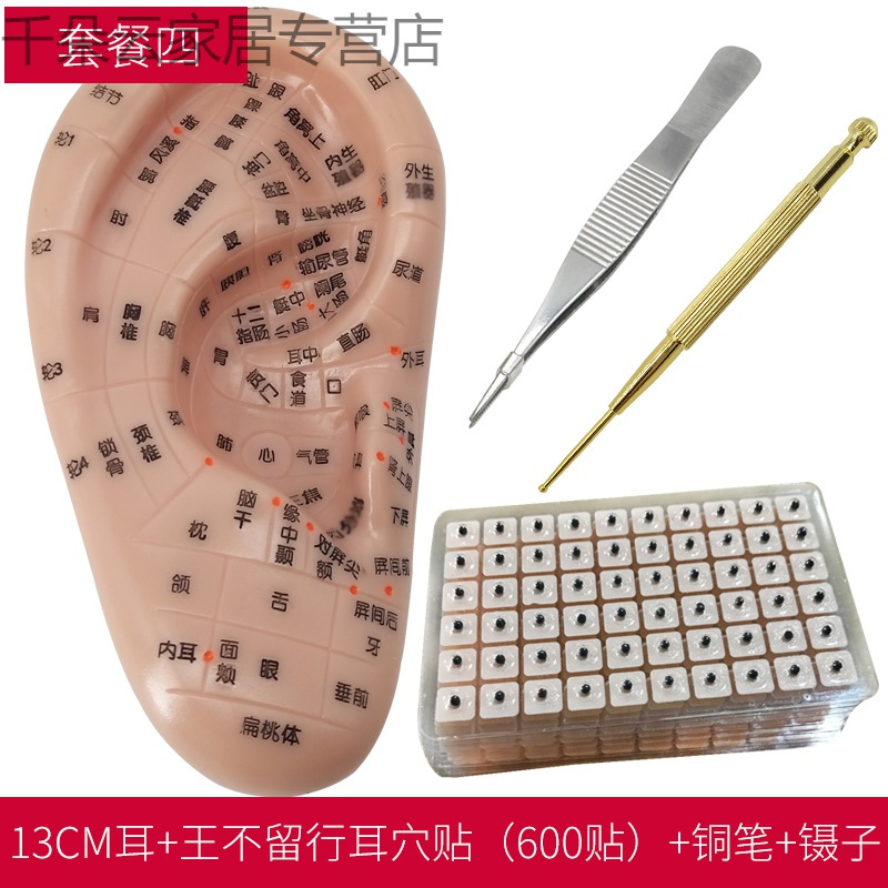 耳穴贴 耳朵模型 耳穴探针 耳豆贴 耳贴压豆 压王不留行籽贴 耳贴 14耳+耳贴+铜笔+镊子