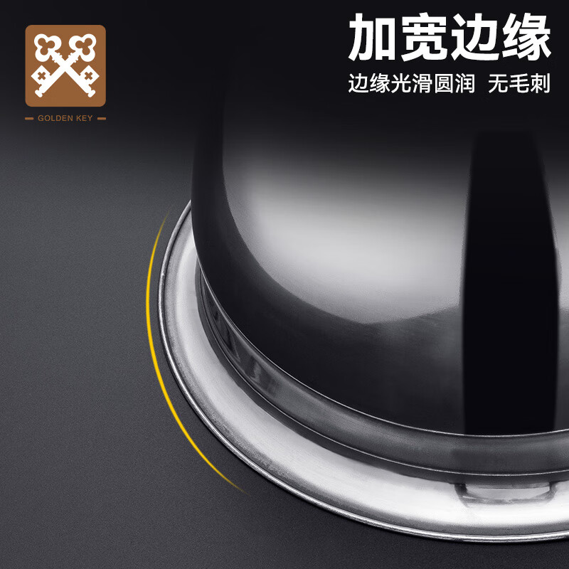 金钥匙商用不锈钢油鼓加厚10寸油盆油缸厨师用油罐调料缸GK-YG100高清大图