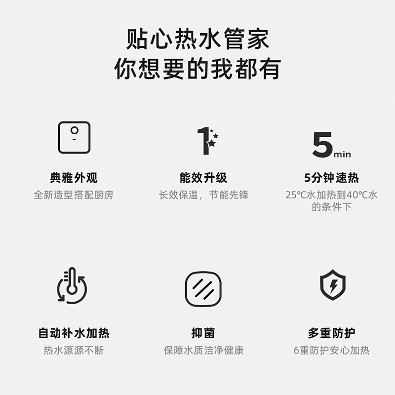 USATON/阿诗丹顿 KX15上出水6.8升大容量 储水式电热水器电暖宝 一级能效 1500W速热节能 小厨宝