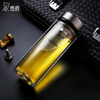 双层玻璃杯希诺隔热加厚防烫带盖水杯XN-9308