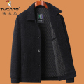 啄木鸟爸爸秋装中年毛呢夹克男士外套春秋季中老年呢子上衣50岁6上 170/84A适合80-100斤 黑色