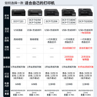 兄弟DCP-T220/T425W/T420W彩色喷墨打印复印扫描多功能一体机照片a4学生作业商用家庭墨仓式一体机标配