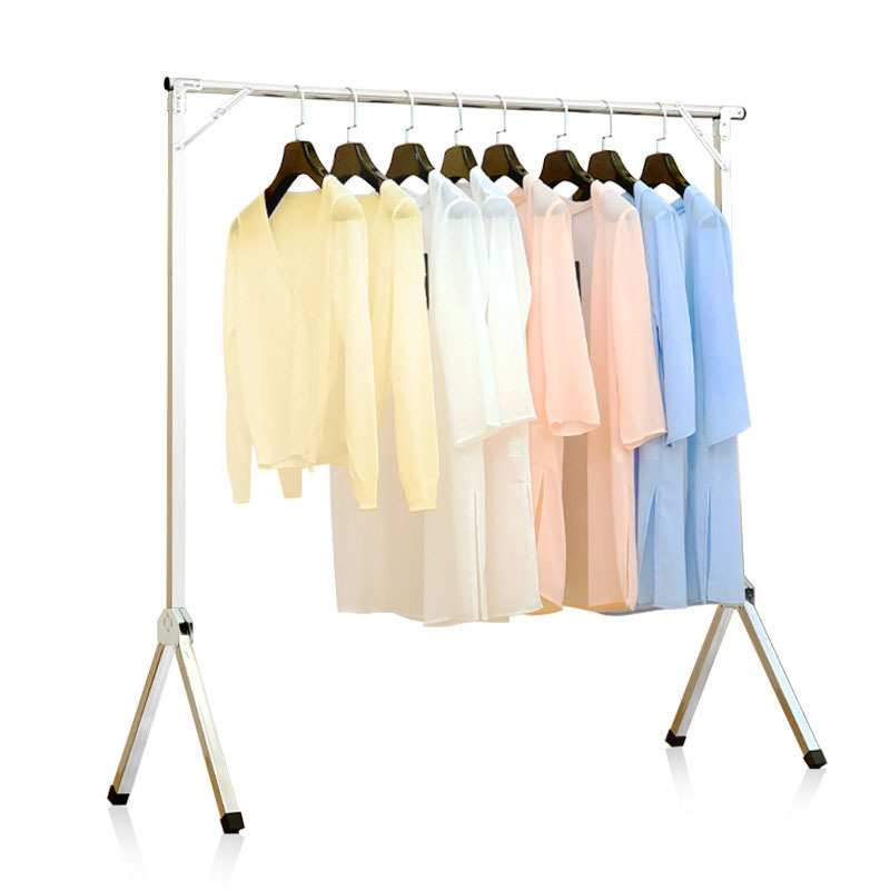 落地单杆式晾衣架室内家用不锈钢挂衣架qj款24米不锈钢圆管可伸缩可