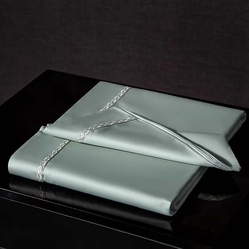 婵思 TJ0KL02000438 60支长绒棉绣花 床上用品套件 200*230cm 果绿色高清大图