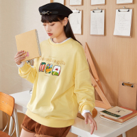 [1折价19元]唐狮秋季新款女卫衣圆领宽松设计感上衣可爱减龄小个子外套
