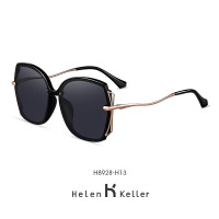 海伦凯勒(Helen Keller) 太阳镜女圆脸墨镜女韩版潮偏光镜大脸墨镜H8928 H8928H13亮黑框+深灰色