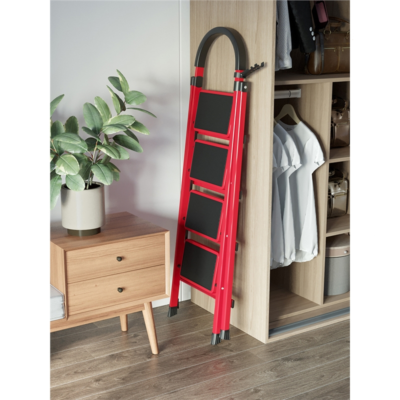 闪电客梯子家用折叠伸缩人字梯子加厚室内多功能四五步扶爬楼踏板小