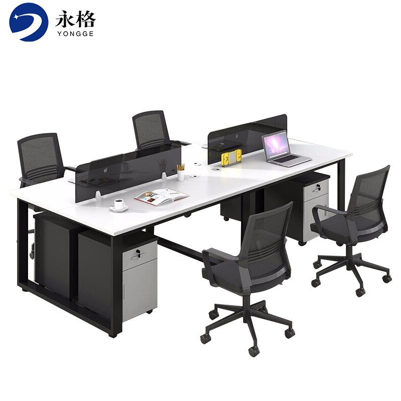 永格职员办公桌组合职员桌屏风卡座员工位电脑桌椅四人位高清大图