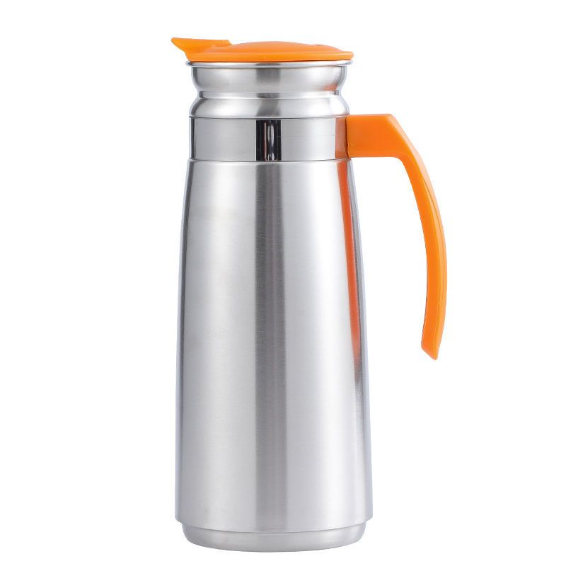 韩式不锈钢冷水壶家用加厚耐热凉水壶带盖大容量餐厅茶水壶咖啡壶蓝色