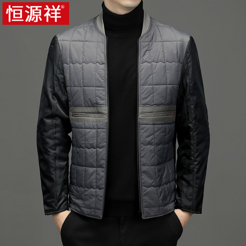 恒源祥男士棉服外套可脱卸内胆夹克加厚保暖棉衣中老年爸爸装脱恒高清大图