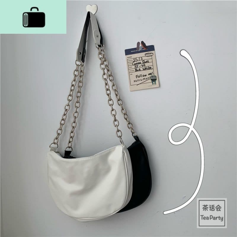 茶话会韩国ins风暗黑百搭PU饺子包ulzzang日系原宿学生少女斜挎包NEW LAKE图片