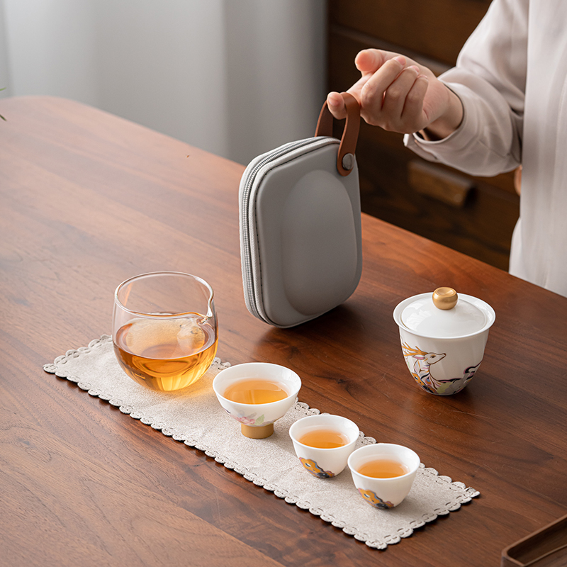苏氏陶瓷(SUSHI CERAMICS)九色祥鹿旅行便捷配主人杯茶具