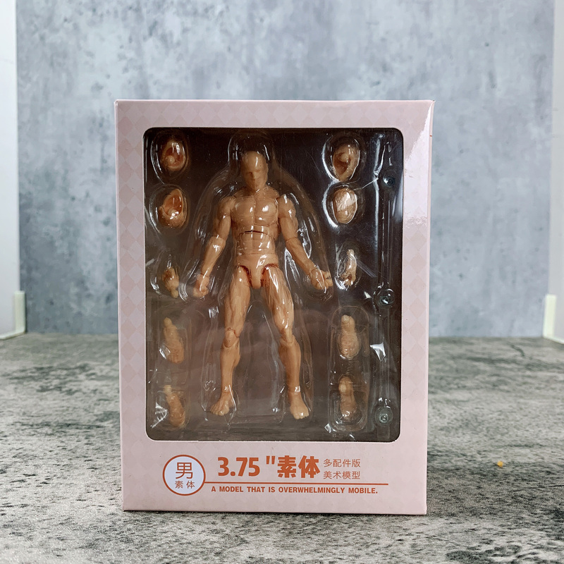 人体模型美术人偶绘画素体工具头雕刻雕3.7寸10cm男女关节可动高清大图