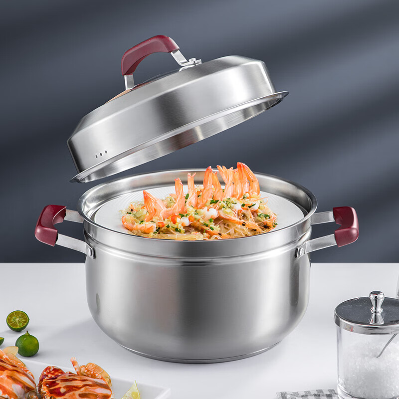炊大皇(COOKER KING)家用汤蒸锅24cm304不锈钢 加高拱盖复底煤气电磁炉通用煮汤蒸馒头蒸鱼ZG24ZMW高清大图