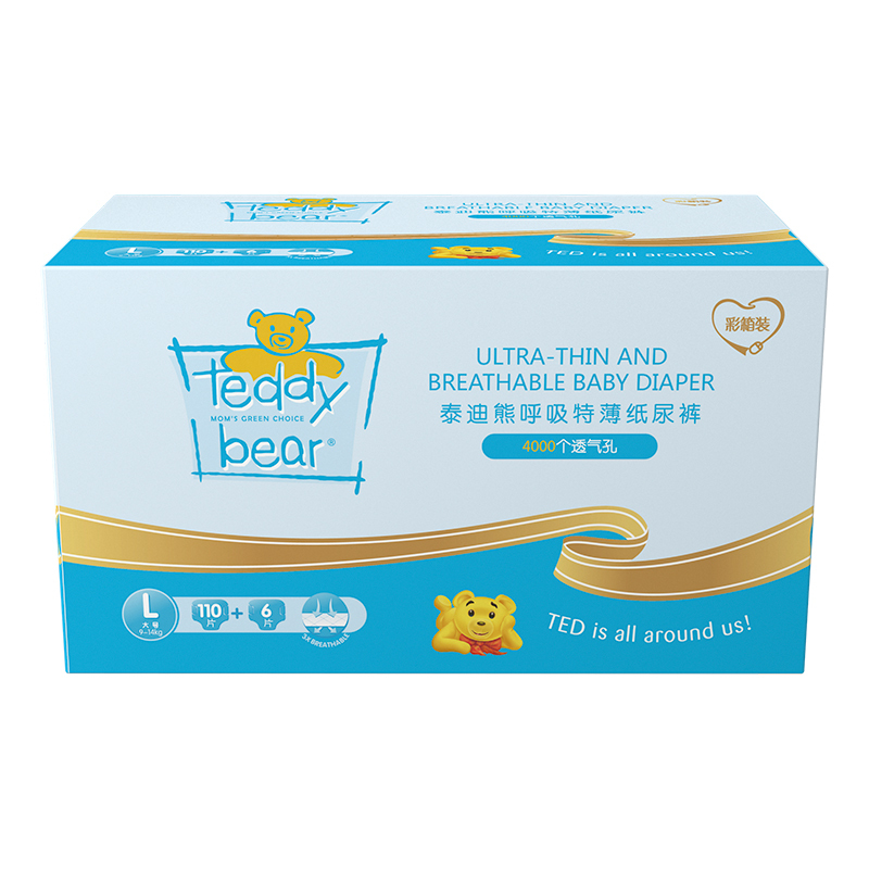 泰迪熊Teddy Bear超薄透气纸尿裤L116片(9-14公斤)婴儿尿不湿 呼吸特薄系列