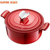 苏泊尔（SUPOR）FLT26A1 珐琅锅 铸铁汤锅26cm 电磁炉不粘焖锅烧锅闷锅 铸铁炖锅 樱桃红5.5L