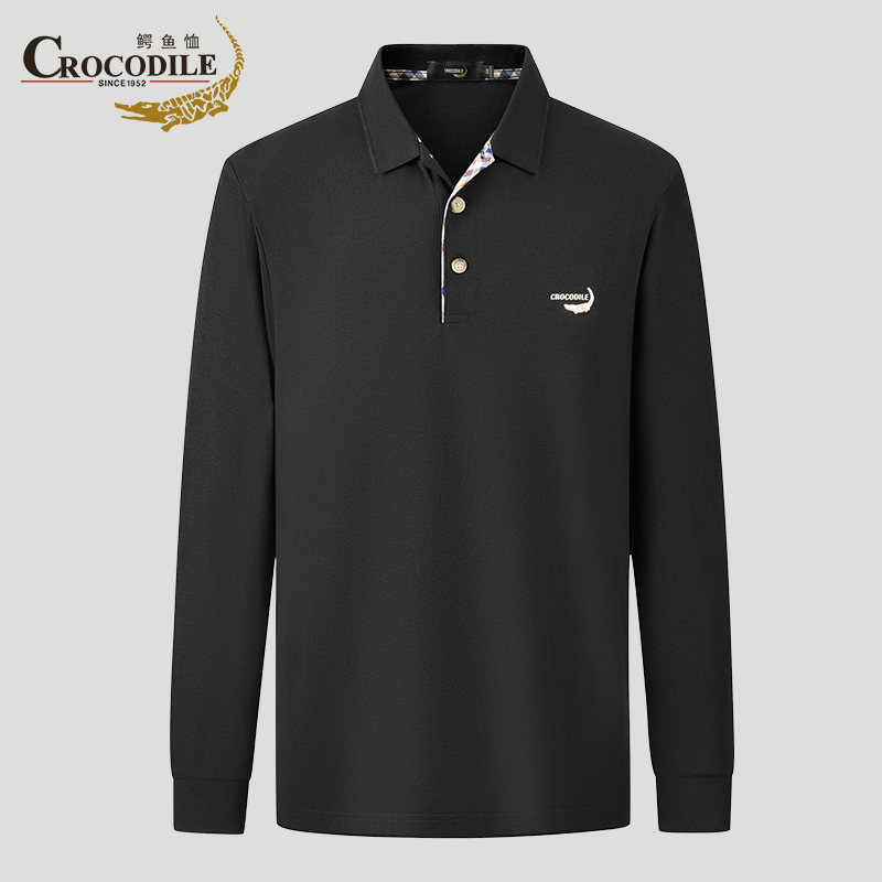 鳄鱼恤CROCODILE 长袖POLO衫男士商务休闲秋冬翻领长袖T恤高清大图