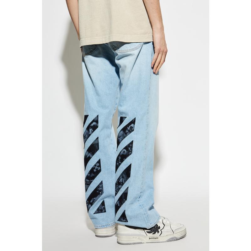 Off-White男士经典牛仔裤五口袋设计时尚靴型剪裁个性风格高清大图