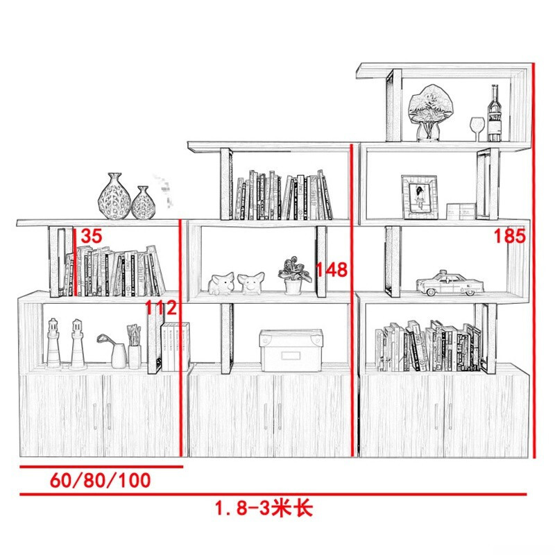 欧宝美书柜书架简约现代多功能带门储物柜展柜货柜样品礼品展示架美容院产品陈列柜高清大图