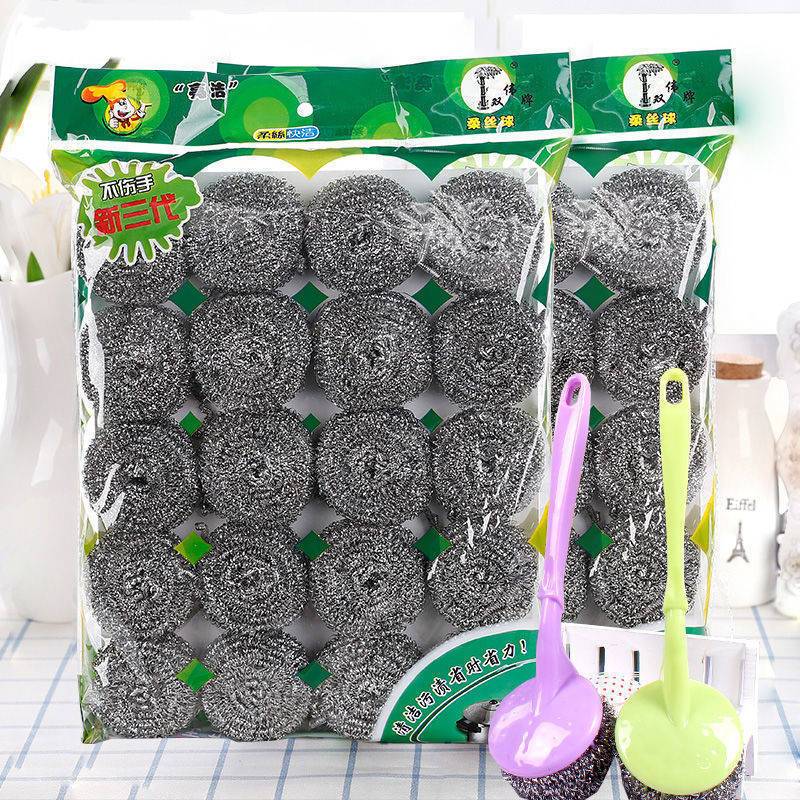 不锈钢清洁球不生锈不渣大号钢丝球刷锅清洁用品厨房洗碗神器 40个装. [加大号.20克左右]