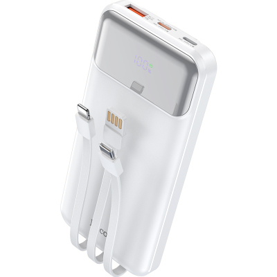 HOCO. CJ18自带线PD20W+22.5W全兼容快充移动电源10000mAh 白色