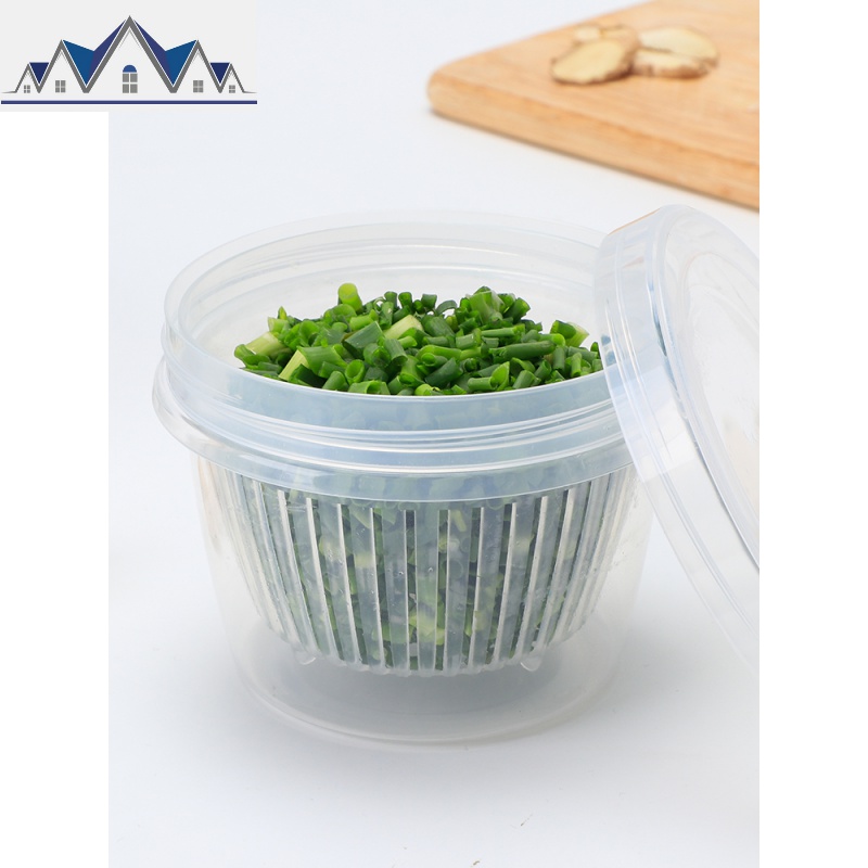 厨房葱花姜蒜保鲜盒冰箱带盖沥水保鲜蔬菜收纳盒塑料食物密封盒子 三维工匠高清大图