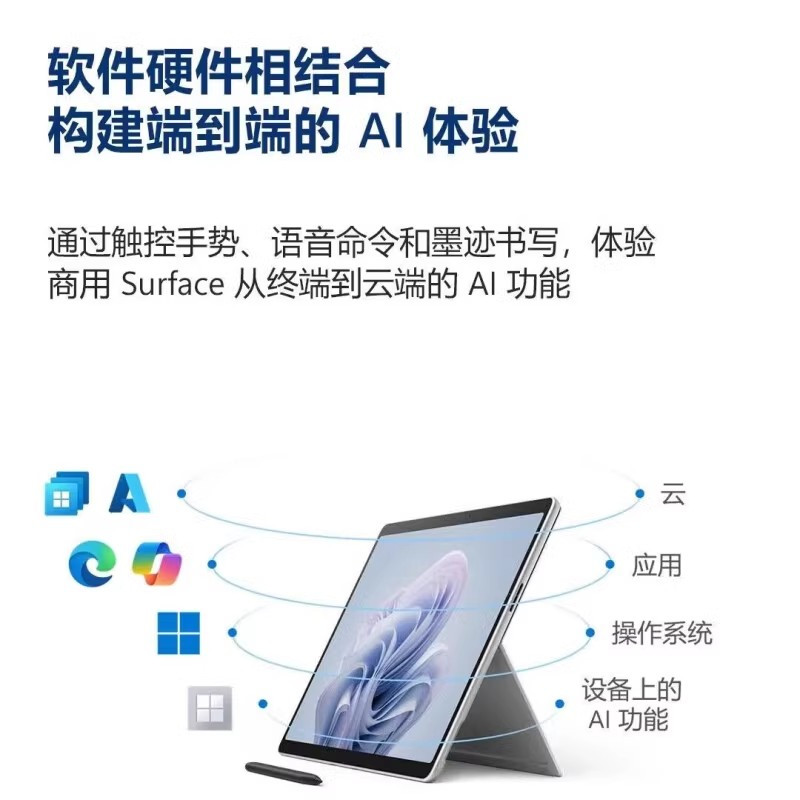 [单键盘套装]微软Surface Pro10商用版13英寸二合一AI平板电脑 酷睿Ultra7 165U 32+512G 亮铂金商务出差便携电脑平板高清大图