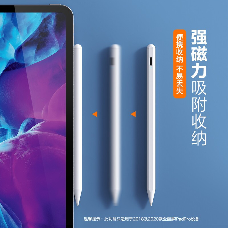 ESCASE ipad电容笔苹果pencil一二代2019手写笔mini5触控屏pro2绘画air3平板笔d防误触二代专业版 白色 TP-03高清大图