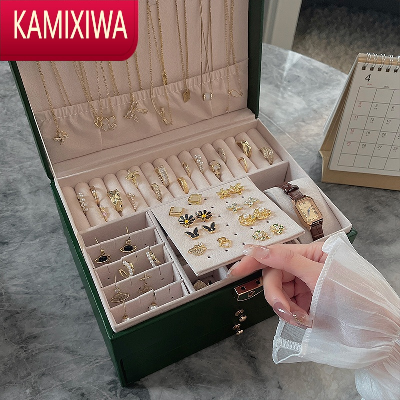 KAMIXIWA大容量精致珠宝首饰盒2022新款高级感手表戒指项链耳钉收纳盒