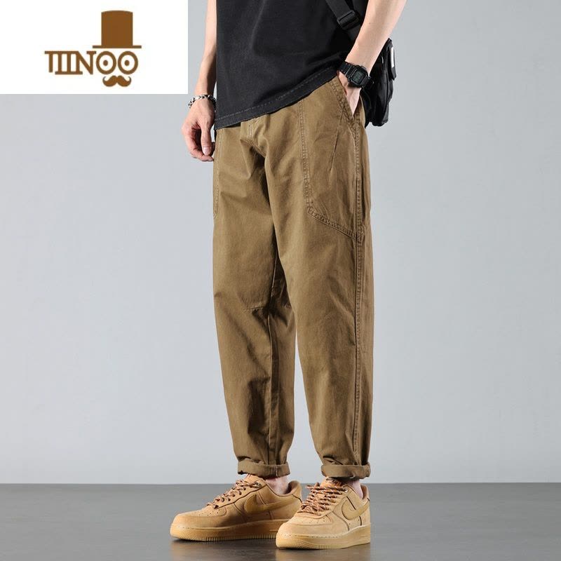 YANXU潮牌微锥哈伦工装休闲裤子男款2023夏季薄款长裤松紧腰男裤潮图片