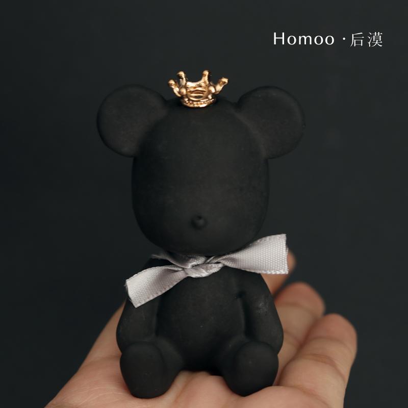 Homoo定制520汽车香薰出风口摆件车内装饰酷酷的黑熊除异味
