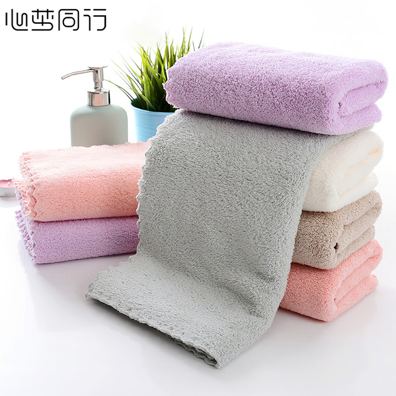 心梦同行 珊瑚绒毛巾吸水洗脸巾擦脸擦汗巾 34*75±2cm/2220/条高清大图