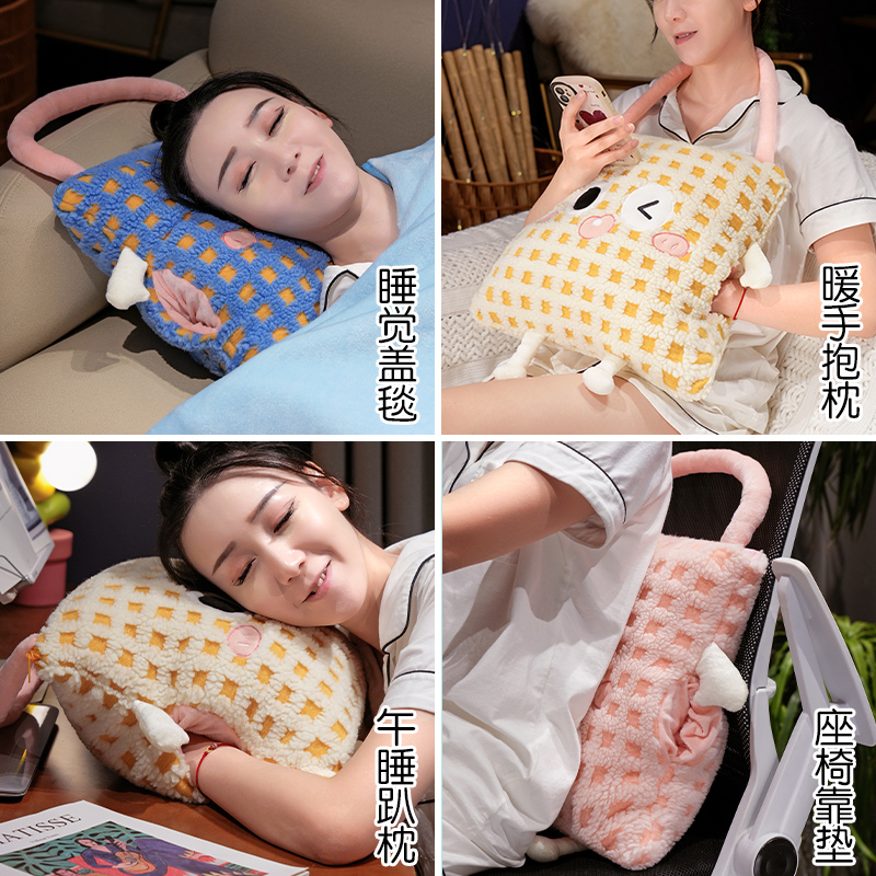 雅鹿 羊羔绒抱枕盖毯高清大图
