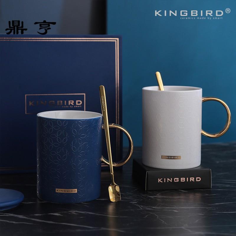 鼎亨KB杯子陶瓷带盖勺办公室牛奶咖啡杯创意马克杯情侣喝水杯男女