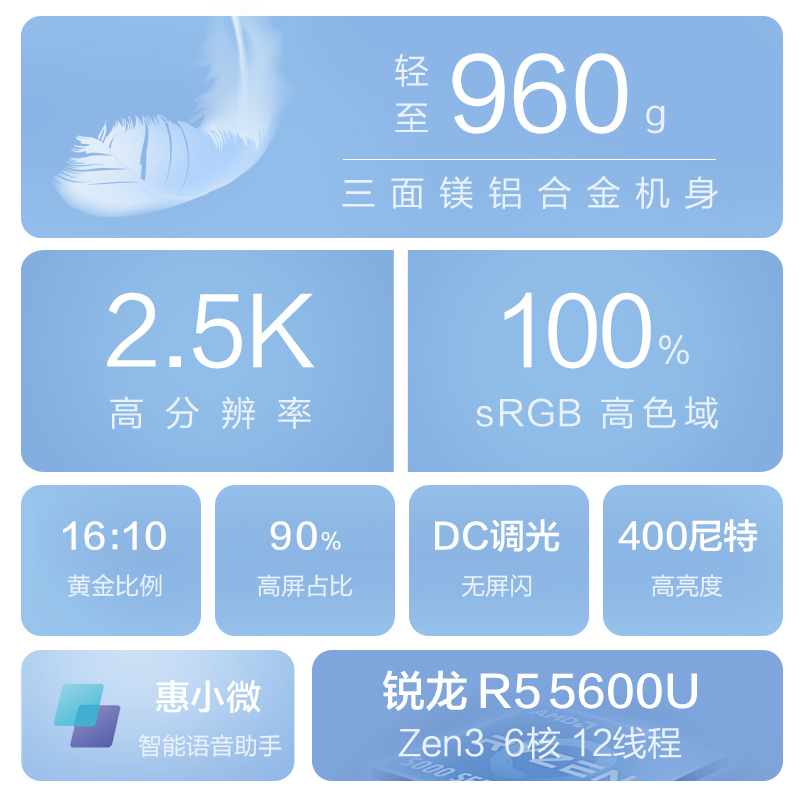 惠普轻薄本笔记本电脑(hp) 星13Air 13-be0158AU 2.5K全面屏(锐龙R5-5600U 16G内存 512GSSD 100%sRGB 指纹识别 背光键盘)银色版