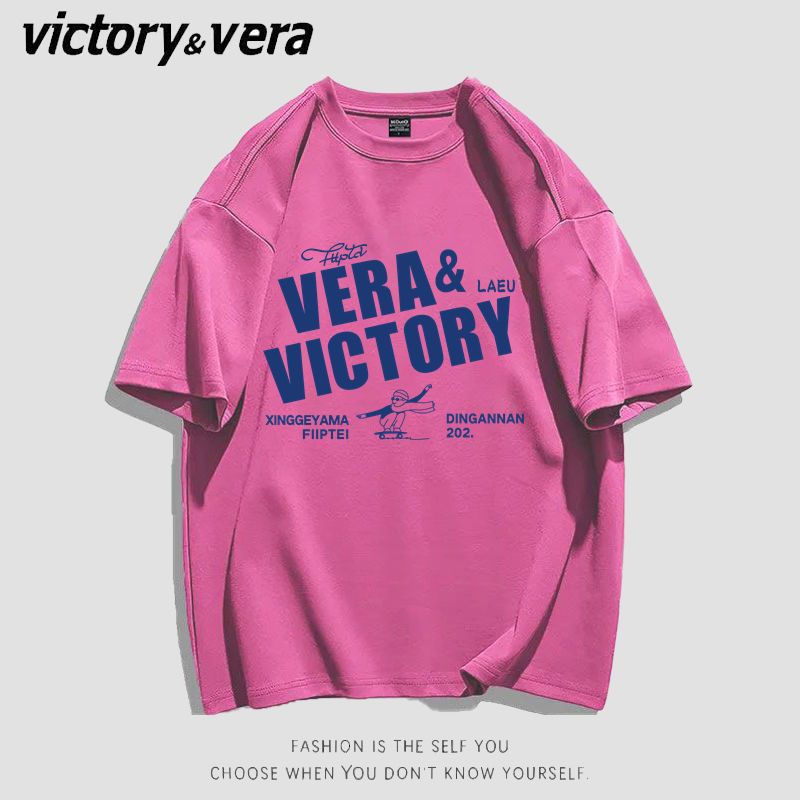VICTORYVERA宽松短袖T恤女2022夏季新款欧美字母印花时尚上衣百搭