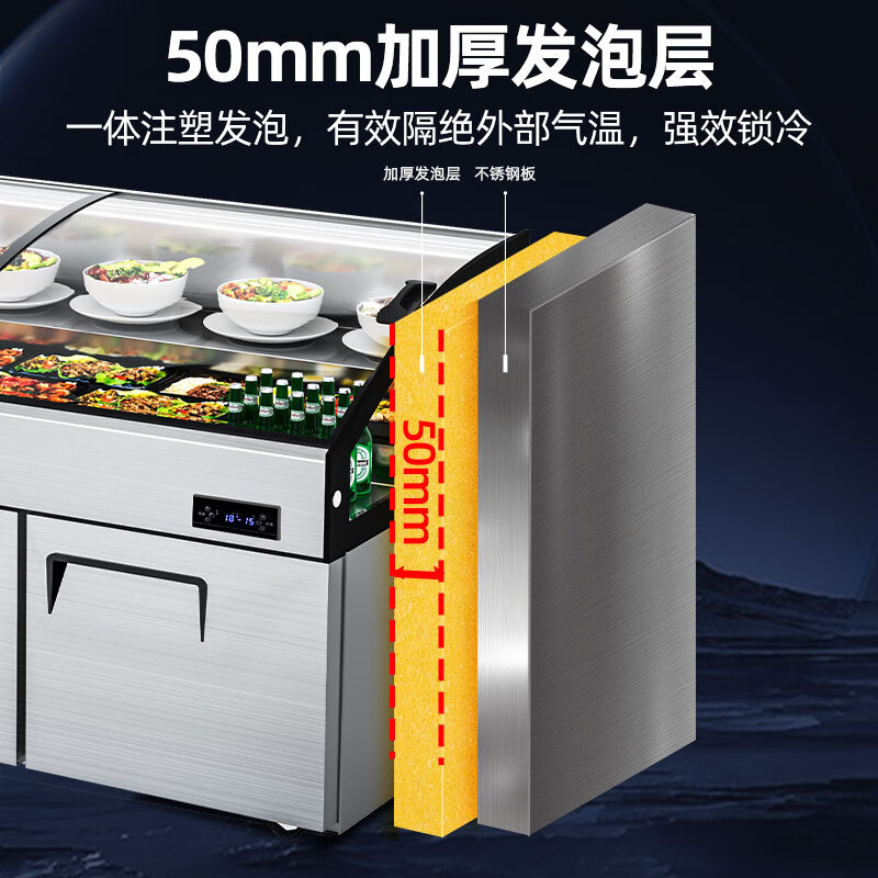 星星(XINGX)三台阶冰台卧式点菜服务柜商用冷藏展示柜麻辣烫烧烤冒菜鲜肉海鲜保鲜GCD-2500T3高清大图