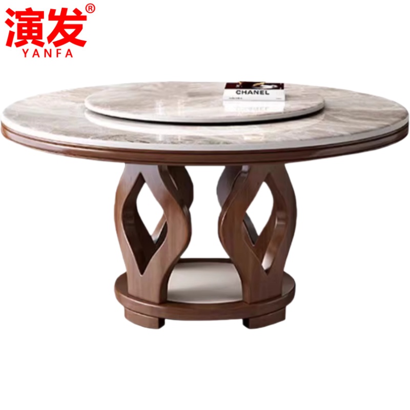 演发 餐桌1.2米圆桌+4椅 套高清大图