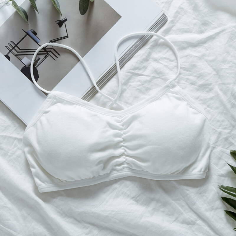 抹胸无钢圈女学生高中少女文胸内衣裹胸带交叉小背心性感白色均码8513