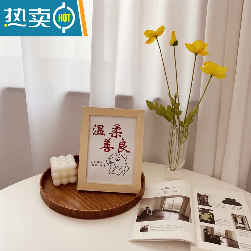 敬平ins风万事胜意小相框画 暖心文字摆台画卧室桌面装饰摆件学生礼物 7-80温柔善良 7寸复合实木原木色框+油画布画芯