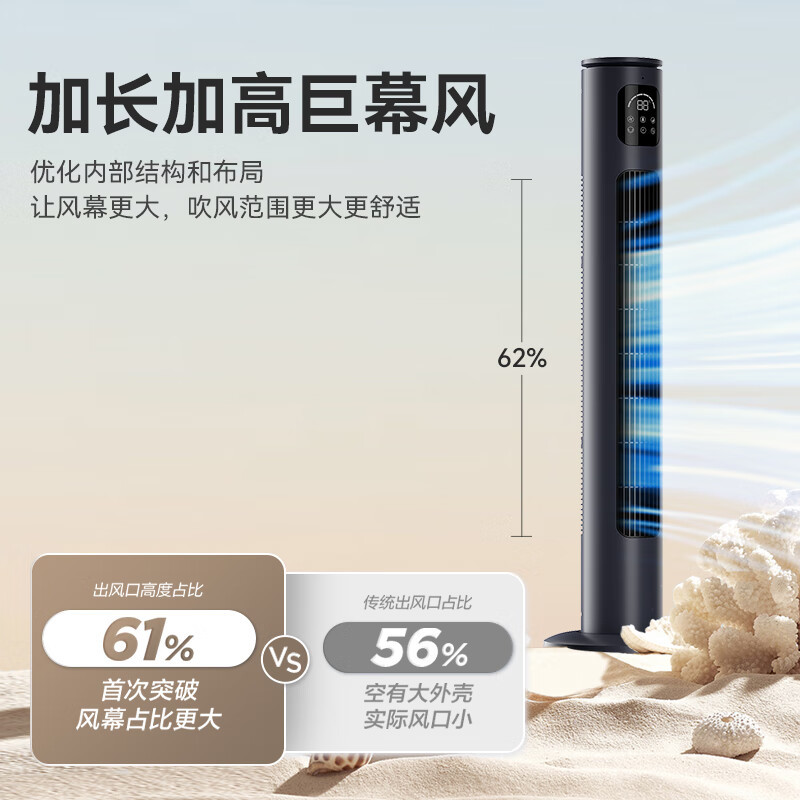 艾美特新款智能遥无叶控塔扇家用无叶风扇可拆洗立式电风扇15小时预约定时柔风省电落地塔扇 FT-R18[智能遥控+触控款]高清大图