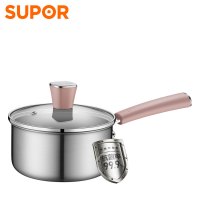 苏泊尔(SUPOR)蜂窝晶纹抗菌不锈钢泡面锅宝宝婴儿辅食锅16cm多功能小汤锅奶锅ET16JEC01