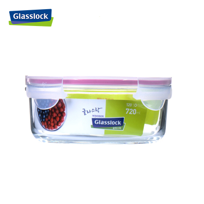 三光云彩(GLASSLOCK) 钢化玻璃耐热保鲜盒圆形饭盒660ml食品收纳盒加厚耐摔微波炉可用便当盒RP524